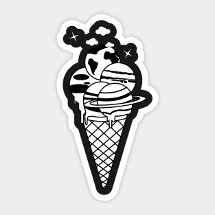 Ice-cream Planet Sci Fi B&W Sticker